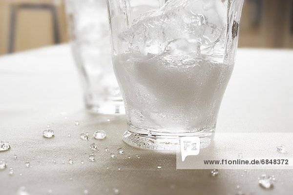 Glass of soda on table  close up
