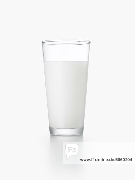 A Single Glass of Milk on a White Background