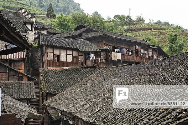 Buildings of the Old Town in Sichuan. Sichuan Province  China