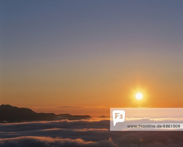 Beautiful Sunrise Over a Blanket of Clouds. Tokyo Prefecture  Japan