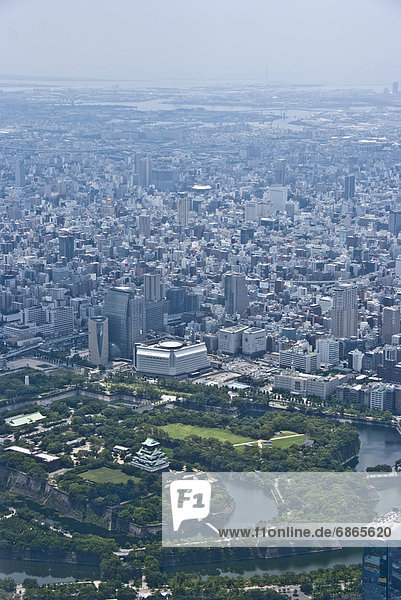 Palast Schloß Schlösser Ansicht Luftbild Fernsehantenne Osaka
