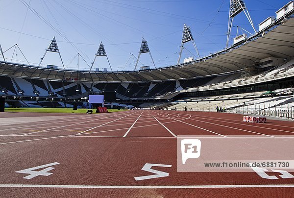 The start line of the 100m inside The Olympic Stadium  London  England  United Kingdom  Europe