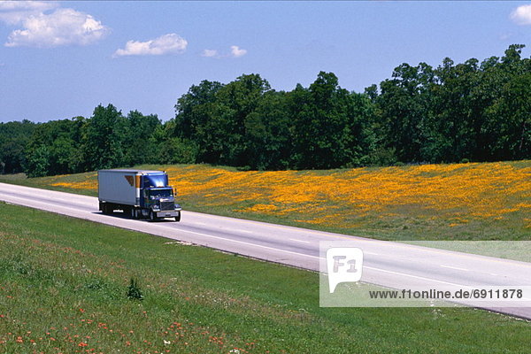 Transport Truck on Interstate 45  Texas  USA