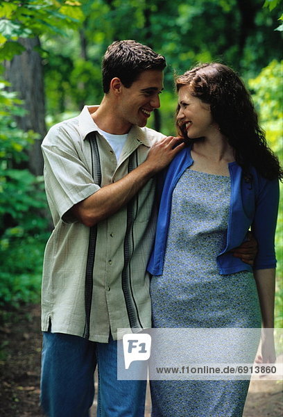 Couple Walking Outdoors