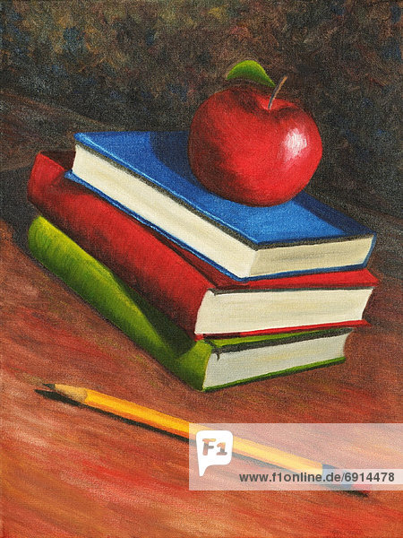 Bleistift  Buch  Schule  Apfel