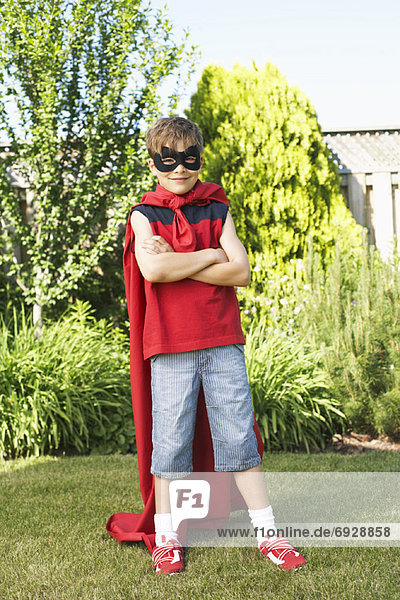 Portrait of Boy Wearing Super Hero Costume
