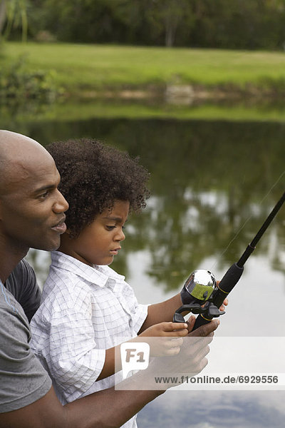 Vater und Sohn Fischerei