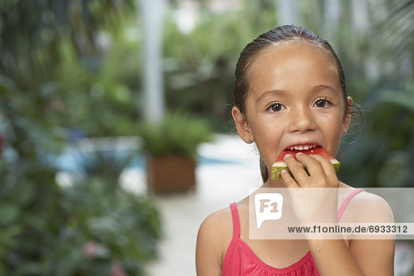 klein  Wassermelone  essen  essend  isst  Mädchen