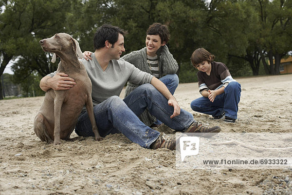 Family with Dog on Beach