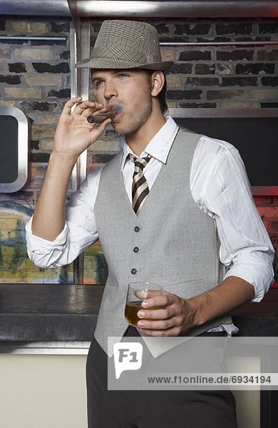 Portrait of Man Smoking Cigar