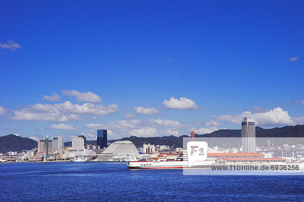 Ferry docks in Kobe harbor  Kobe  Hyogo Prefecture  Japan