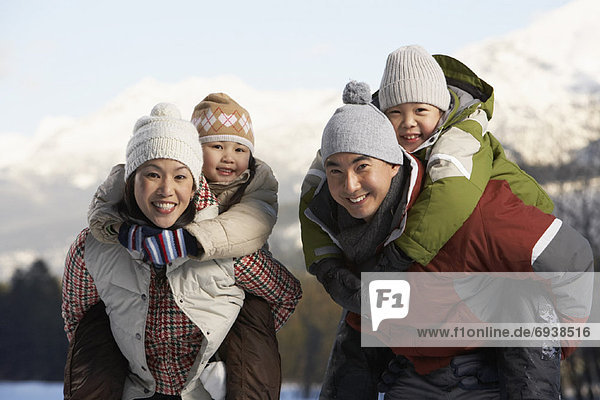 Portrait of Family in Winter  Whistler  British Columbia  Canada