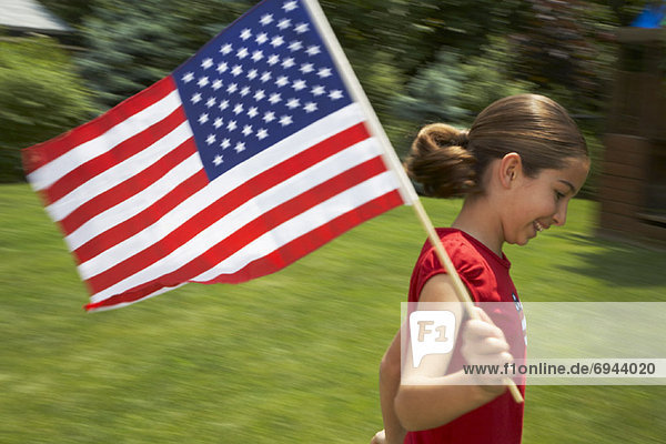 Portrait  Fahne  amerikanisch  Mädchen