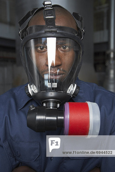 Worker with Gas Mask