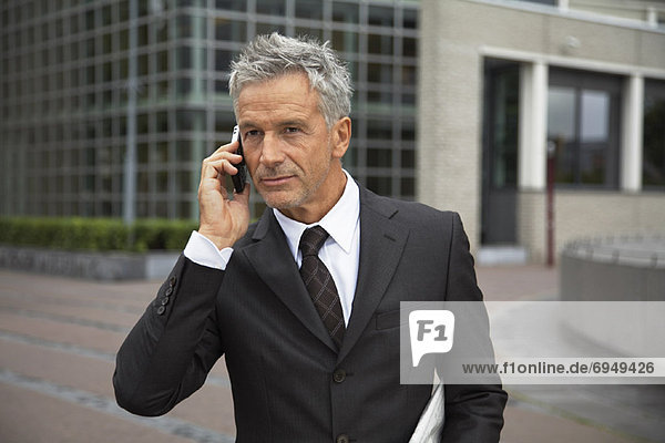 Businessman with Cellular Phone  Amsterdam  Netherlands