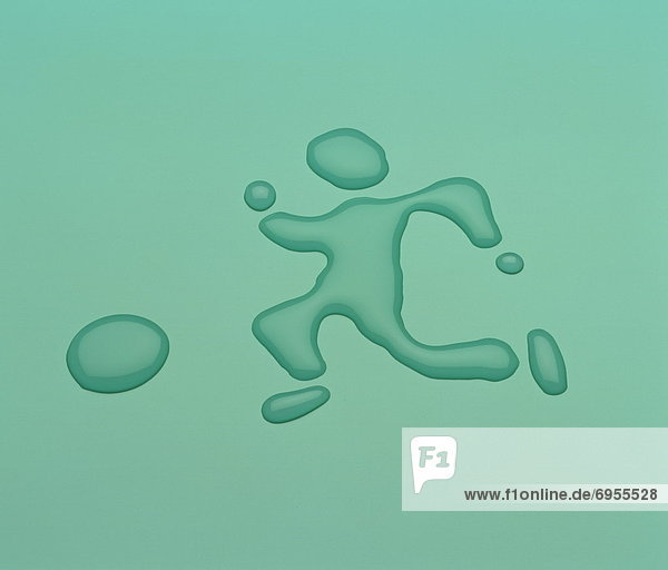 Illustration made of droplets of water depicting a person playing soccer