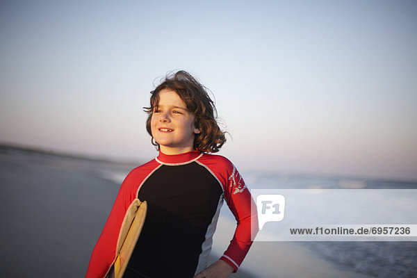 Portrait of Surfer Ocracoke Island Cape Hatteras North Carolina USA