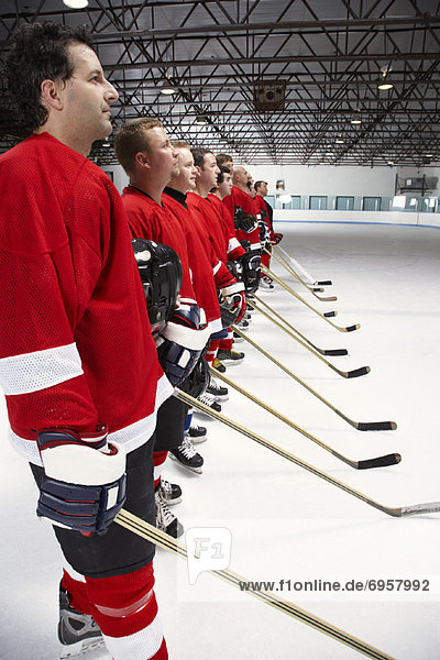 Hockey Team During National Anthem