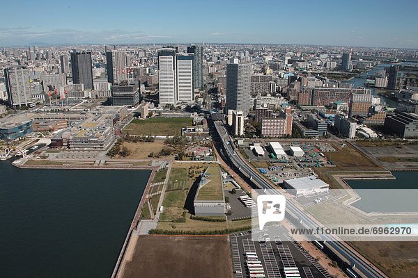 Aerial view of Toyosu  Koto ward  Tokyo Prefecture  Honshu  Japan