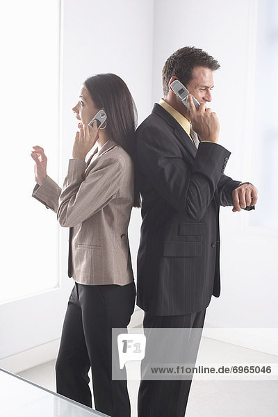 Business People Using Cellular Telephones