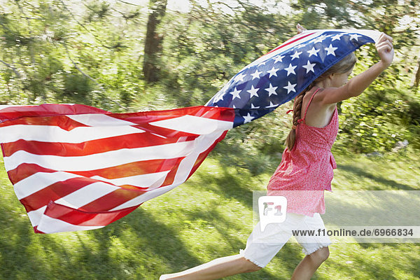 rennen  Fahne  amerikanisch  Mädchen