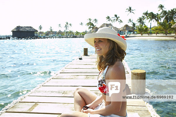 Woman at Costa Maya Resort  Ambergris Caye  Belize