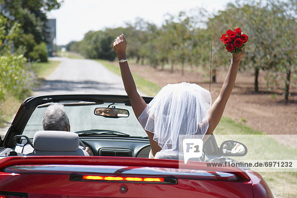 Braut Bräutigam Cabrio fahren Reise