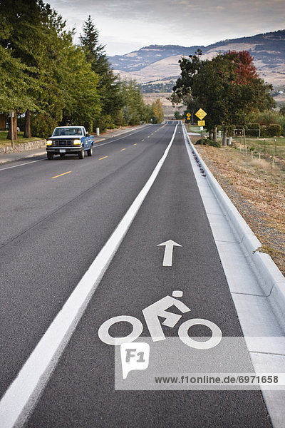 Cycling Lane on Road  Ashland  Oregon  USA