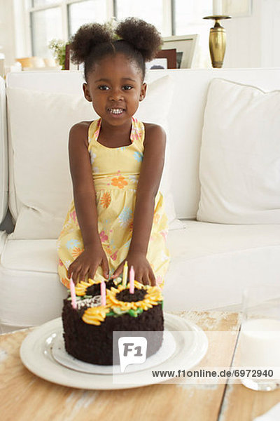 Portrait of Girl With Birthday Cake