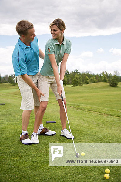 Couple Playing Golf  Burlington  Ontario  Canada
