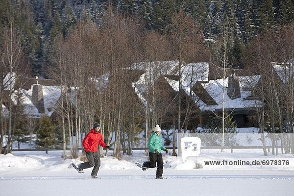 Couple Snowshoeing  Whistler  British Columbia  Canada