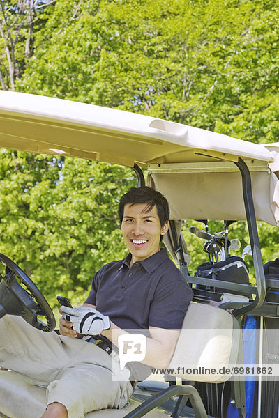 Handy  Mann  halten  Fuhrwerk  Golfsport  Golf