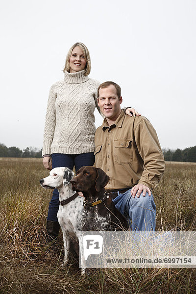 Portrait of Couple With Dogs  Houston  Texas  USA