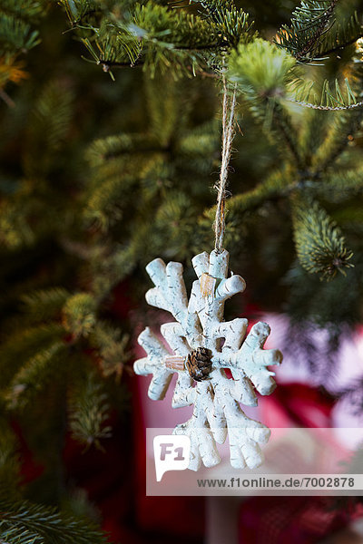 Snowflake Ornament on Christmas Tree