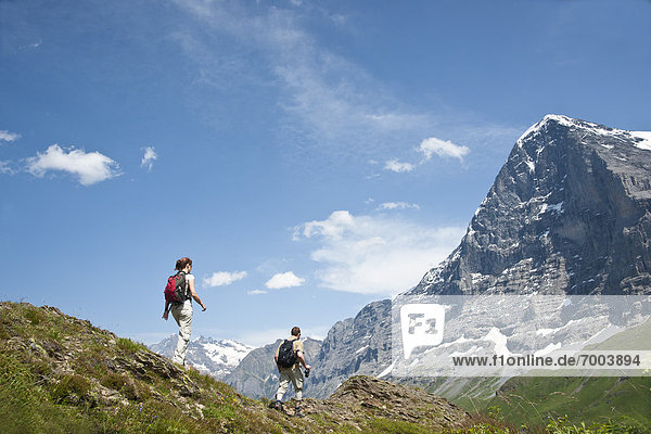 Couple Hiking  Berense Oberland  Eiger Peak  North Face  Switzerland