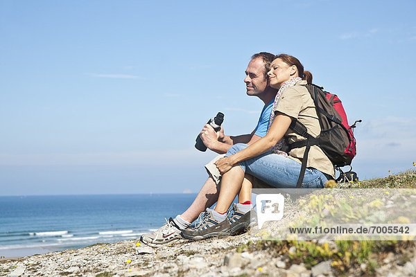 Couple on Beach  Camaret-sur-Mer  Finistere  Bretagne  France