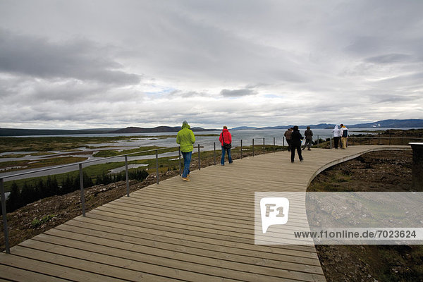 Tourists at Pingvellir (Thingvellir) National Park  Iceland