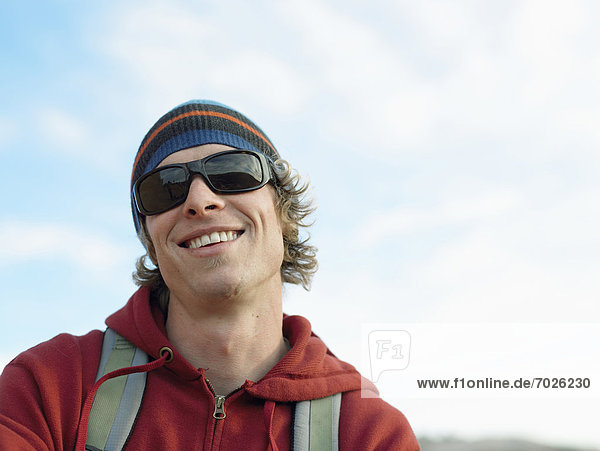 Male hiker smiling  portrait