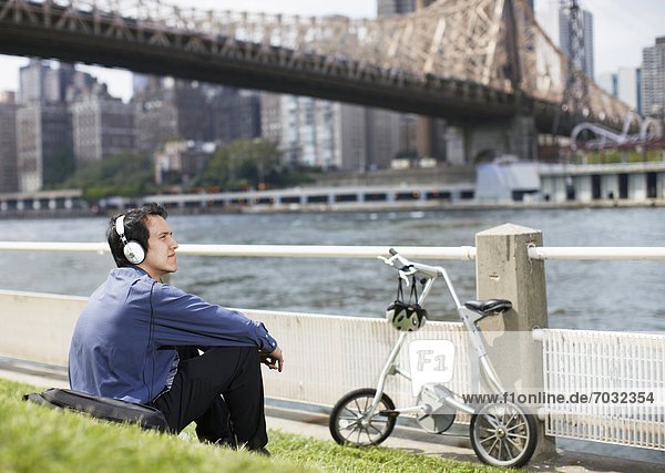 Young Man Listening to Headphones