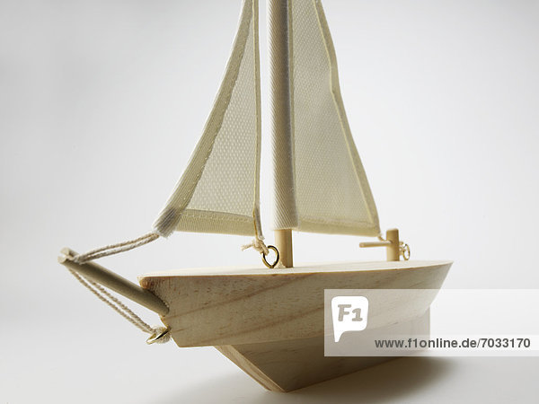 Close-Up of Wooden Model Ship