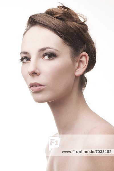 Young woman with updo haistyle  portrait