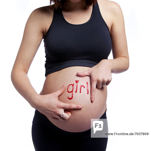 Frau  schreiben  Wort  Schwangerschaft  Mädchen