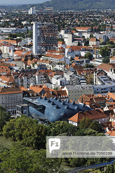 Blick auf das Kunsthaus  Stadtansicht  Landeshauptstadt Graz  Steiermark  Österreich  Europa