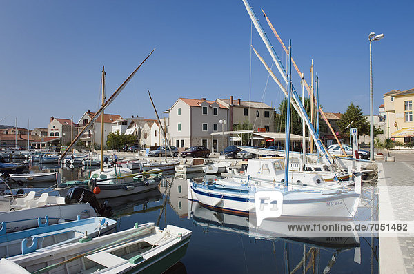 Fishing boats in the harbour of Betina  Murter Island  Adriatic Sea  Dalmatia  Croatia  Europe
