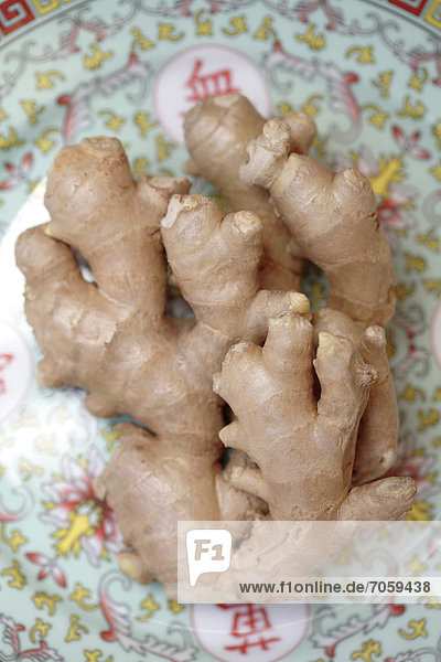 Ginger root on plate