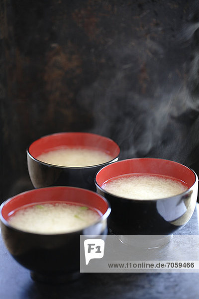 Steaming bowls of miso soup