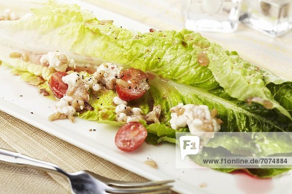 Romain Lettuce Salad with Feta Cheese  Tomato and Vinaigrette Dressing