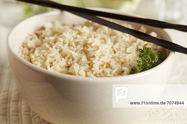 Brown rice in a dish