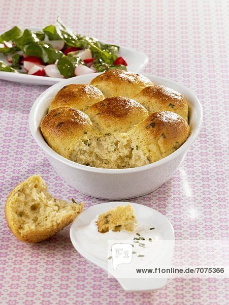 Potato flour dumplings in a dish