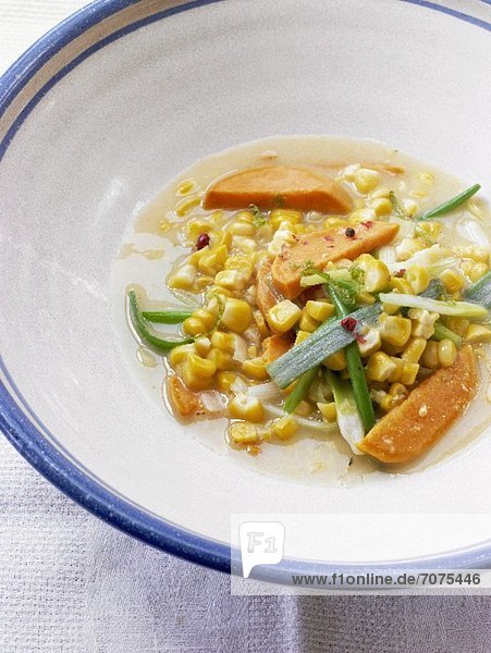 Sweet potato  sweetcorn and spring onion stew